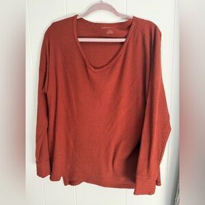 American Eagle Waffle Knit Oversized Top Rust Orange Long Sleeve Women’s Medium